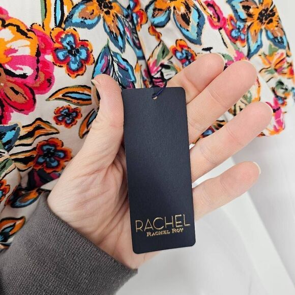 Rachel Roy Shirred Floral Crop Top L New - Picture 4 of 6